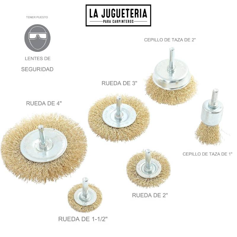 [A1053] Juego de 6 cepillos de rueda de alambre