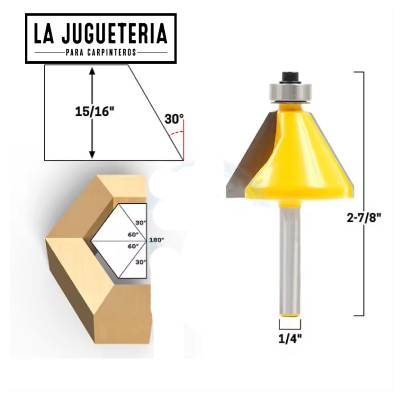 [A913] Fresa de Corte para Ranuras y Perfilado en 30º de 1/4", 50 mm de Largo (1-31/32") Ref:P60