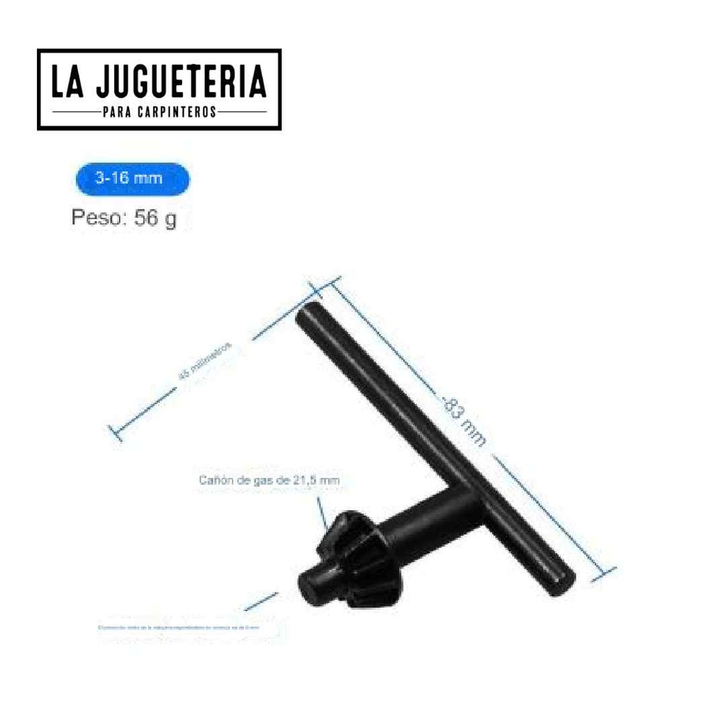 Llave de mandril de taladro de 16 mm Longitud
