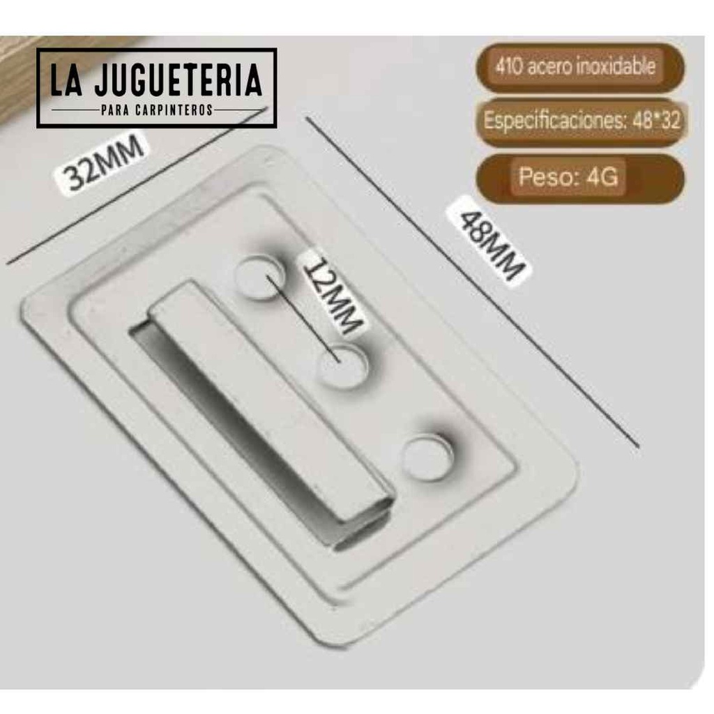 [A1085] Platina metálica para instalación de paneles machihembrados de pared. Clip de montaje. 24 unidades