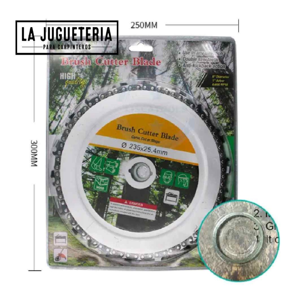 [A1005] Disco de tallado tipo hoja de sierra 235 mm x 25,4 mm 18 dientes. Diametro 9" aprox. 1" de eje. 6,600 RPM.