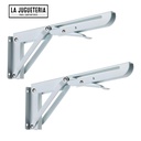 Soportes ó escuadras Plegables para Estantes de Acero Inoxidable - Set de 2 Unidades (30x17.5cm) - Carga Máxima 132.3 lbs Color Blanco