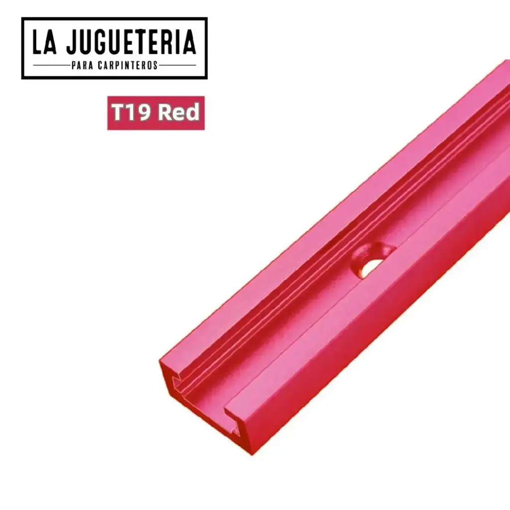 [A960] Carril para Madera 3/4x3/8" Tipo Chute 500 mm (19.7 in)   Color: Rojo – Guía T-track