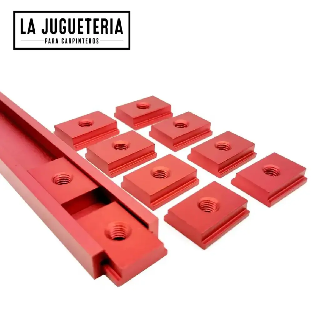 [A933] Bloque Tuercas y Deslizadores para Carril en T – M8