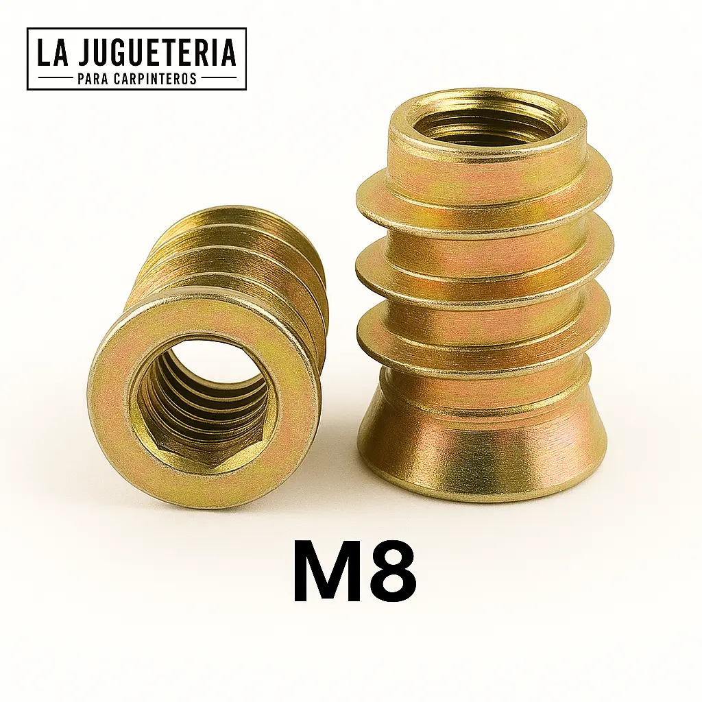 [A909] Tuerca de embutir M8 x 15mm - Insertos para madera 50 unidades