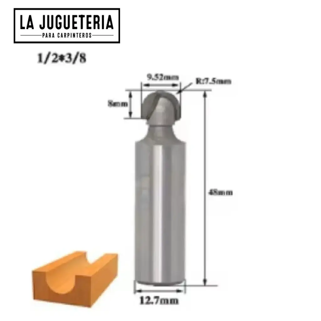 [A1095] Fresa de Media Bola 1/2" x 3/8" Nose Ref:G75