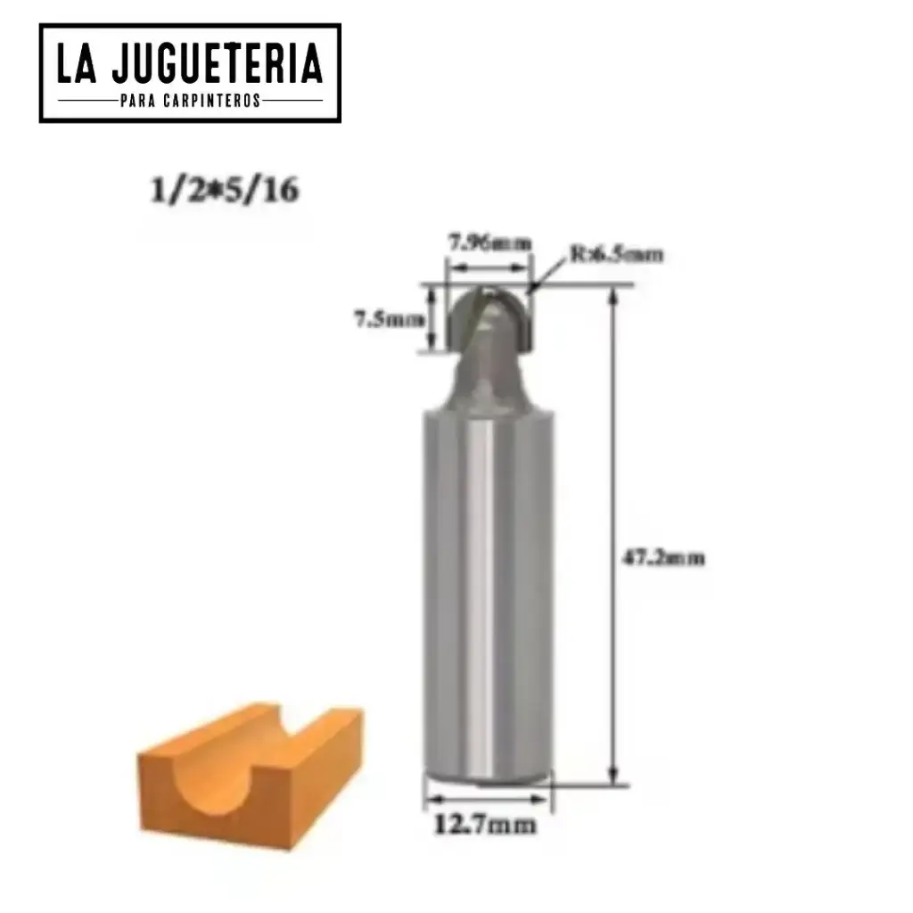 [A1096] Fresa de Media Bola 1/2" x 5/16" Nose Ref:G76