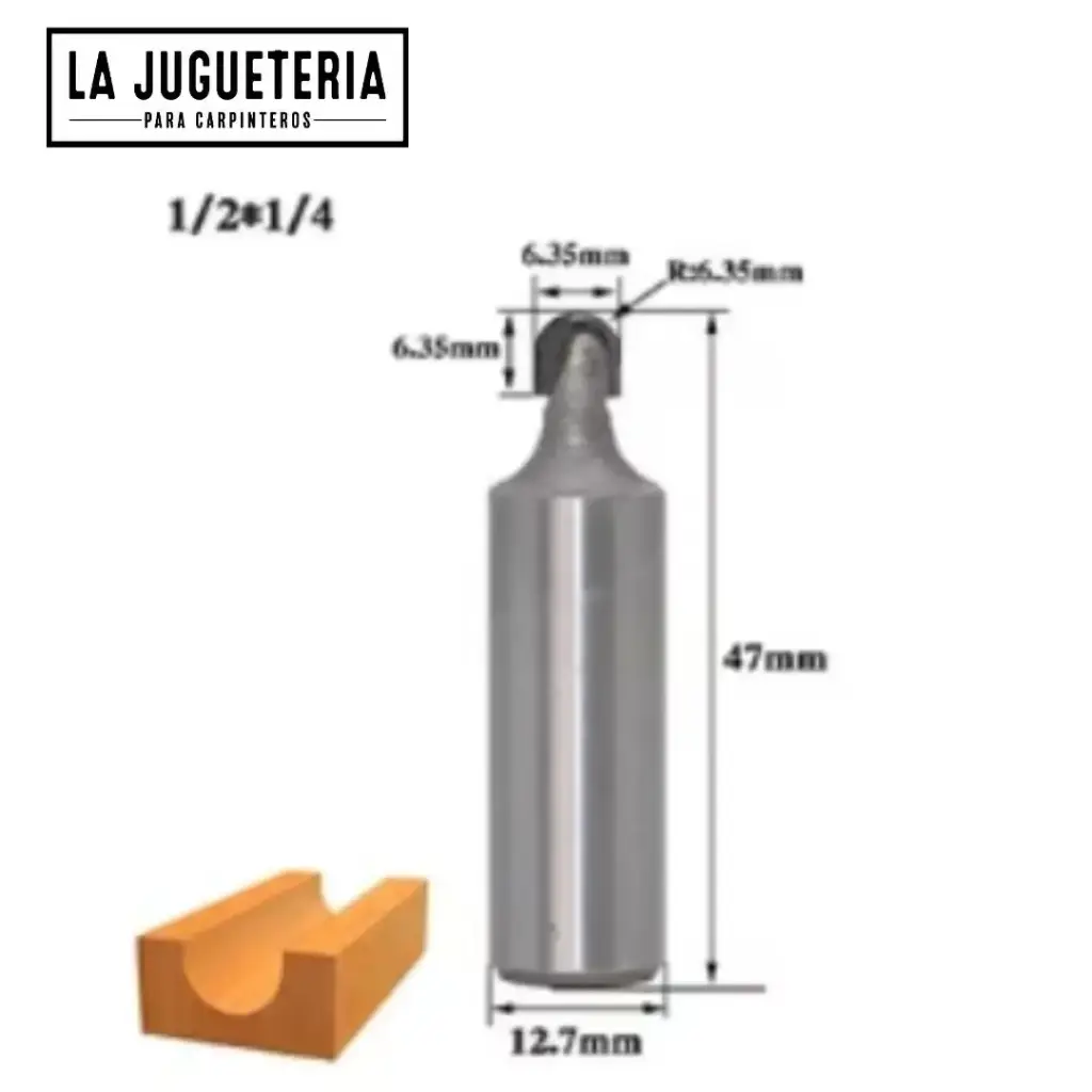 [A1094] Fresa de Media Bola 1/2" x 1/4" Nose Ref:G77