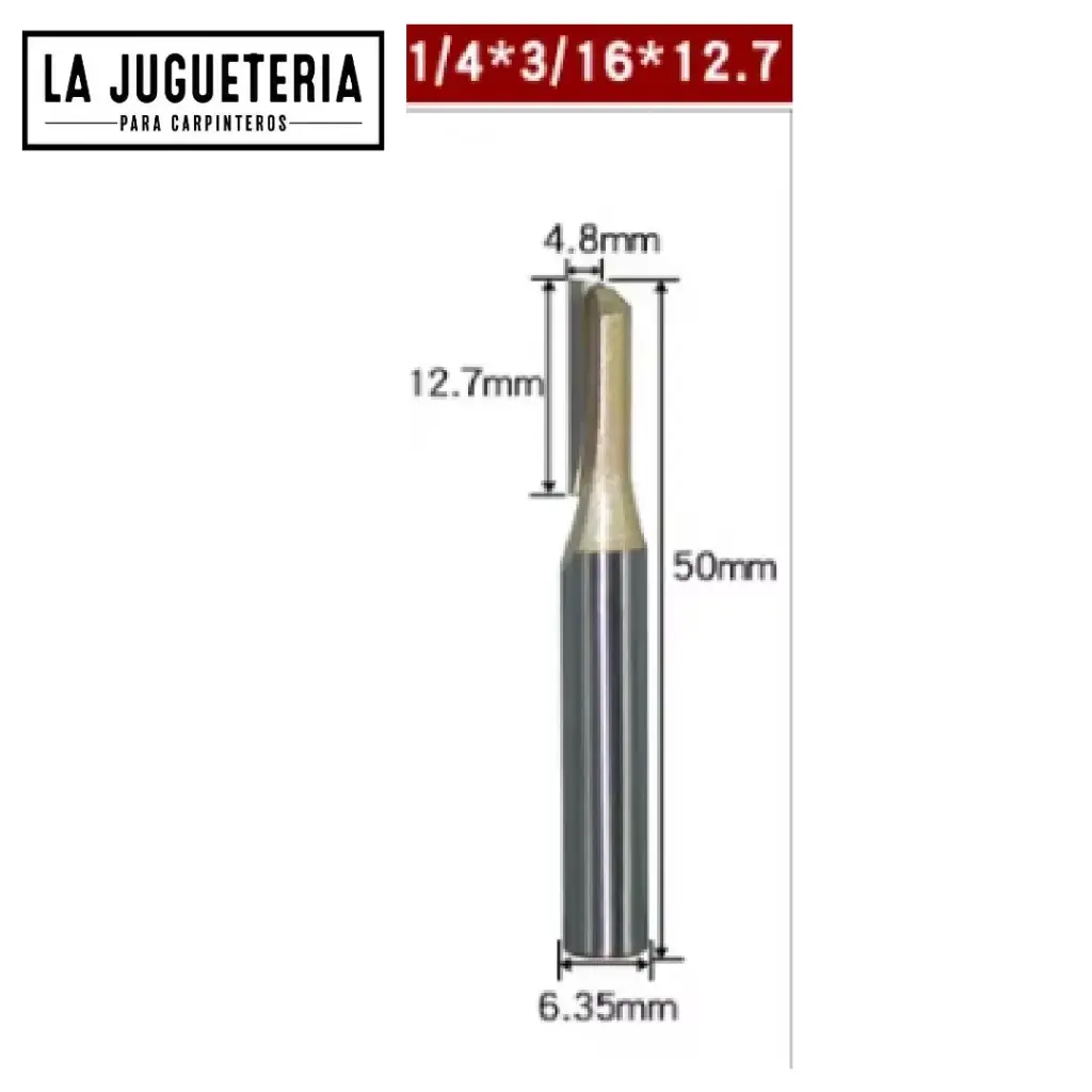 [A1113] Fresa recta CNC – Corte 5 mm, profundidad 20 mm, vástago 1/4"  Ref:P76