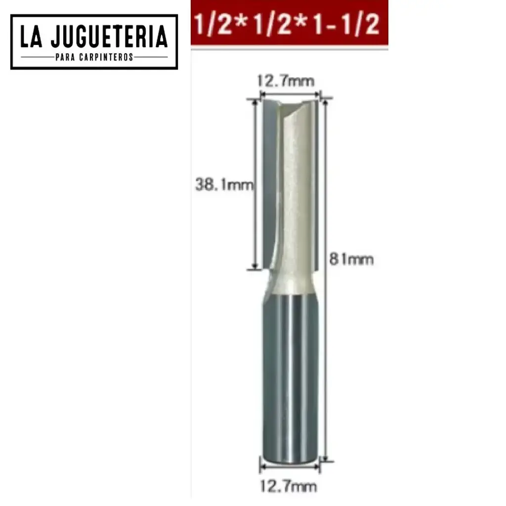 [A1106] Fresa recta CNC – Corte 1/2" (12.7 mm), profundidad 1-1/2" (38.1 mm), vástago 1/2" (12.7 mm)  Ref:G82