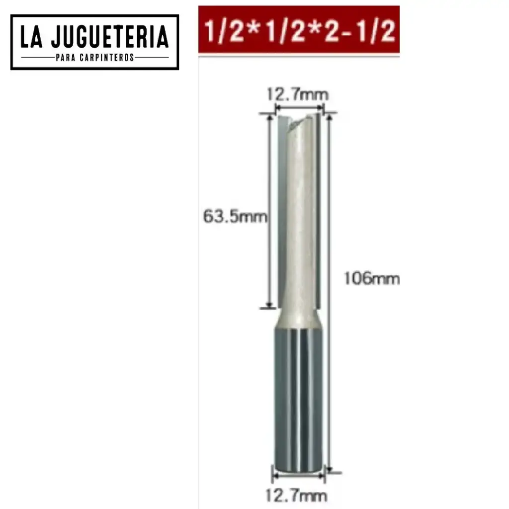 [A1109] Fresa recta CNC – Corte 1/2" (12.7 mm), profundidad 3", vástago 1/2" (12.7 mm) Ref:G106