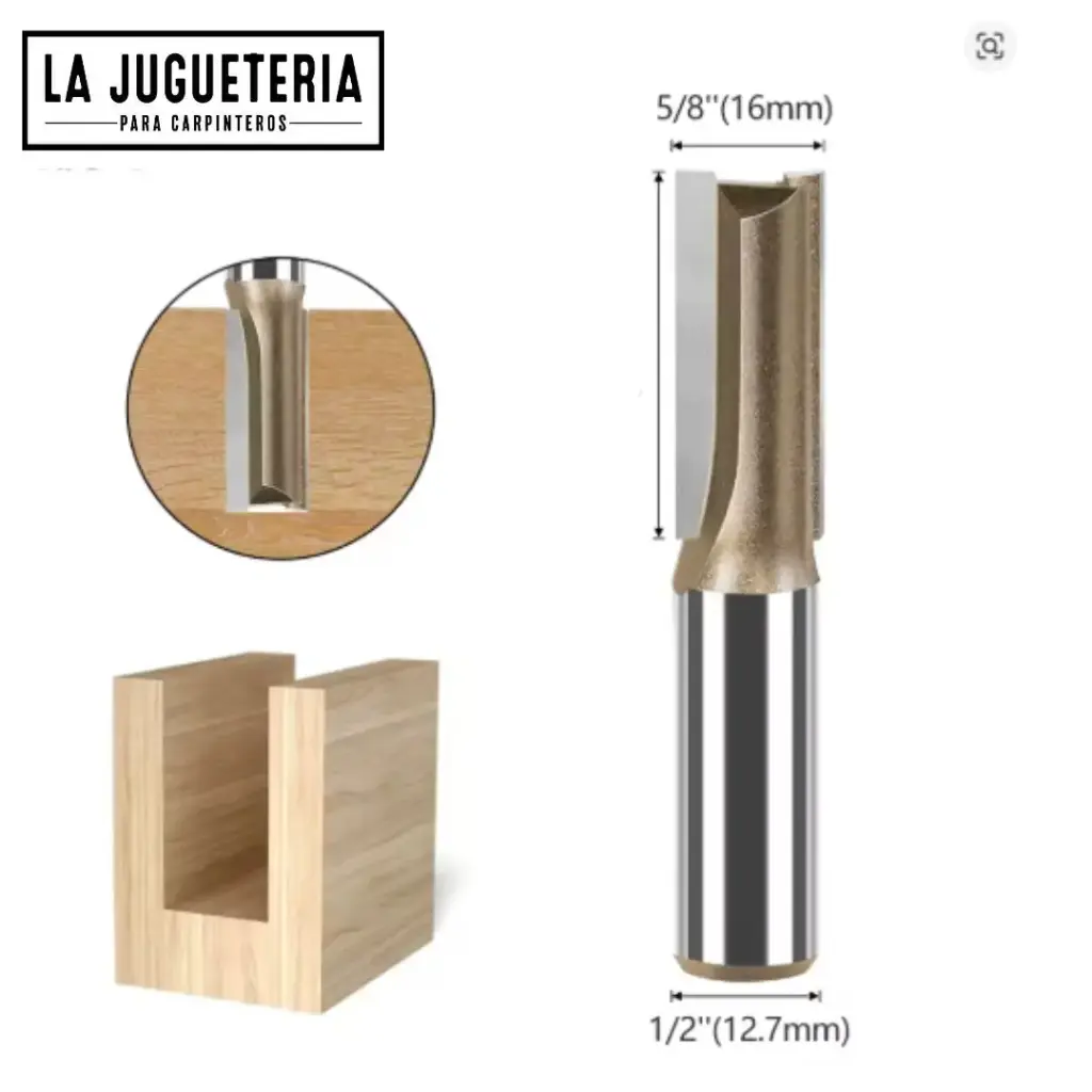 Fresa recta CNC – Corte 5/8" (15.9 mm), profundidad 20 mm, vástago 1/2" (12.7 mm) Ref:G86