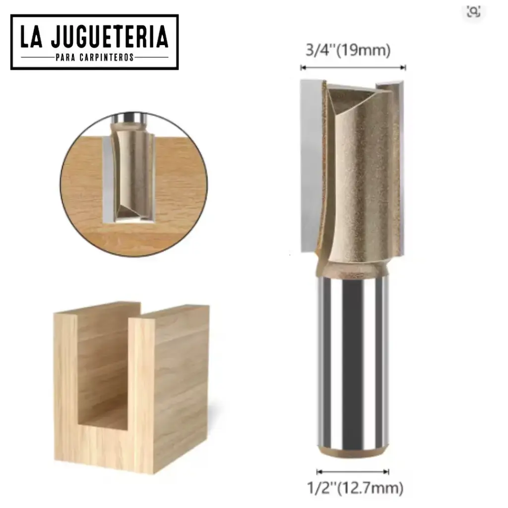 Fresa recta CNC – Corte 1" (24.7 mm), profundidad 25 mm, vástago 1/2" (12.7 mm)  Ref:G105