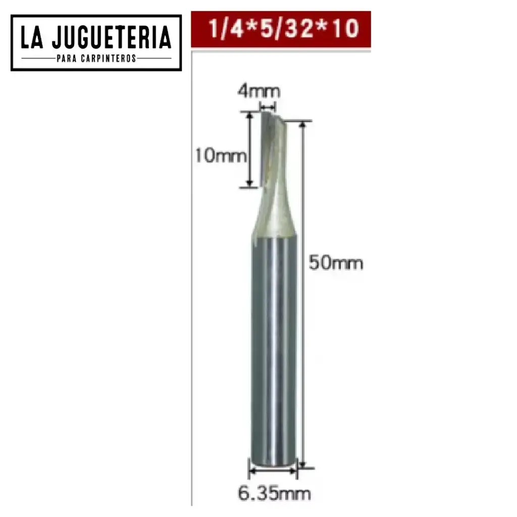 [A1191] fresa recta CNC – Corte 5/32" (4mm), profundidad 10 mm, vástago 1/4"  Ref:P95