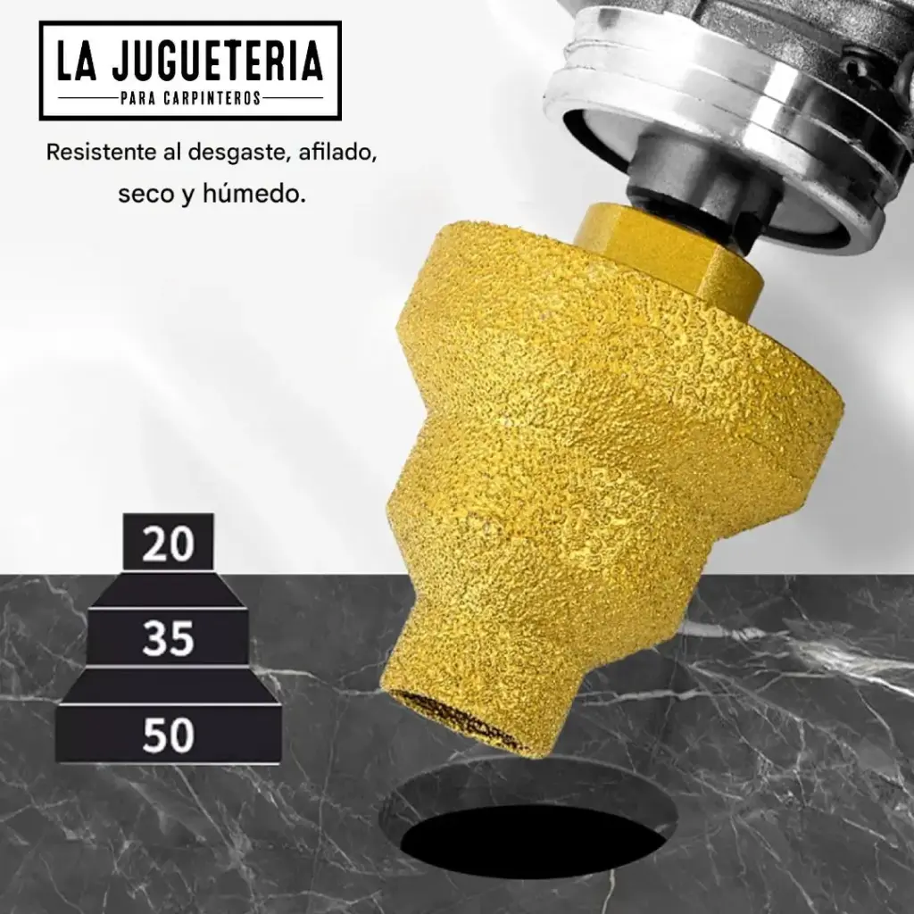 [A1038] Broca Escalonada de Cono con Recubrimiento de Diamante | 20 mm a 50 mm | Para Cerámica, Azulejo, Porcelanato y Piedra . M10