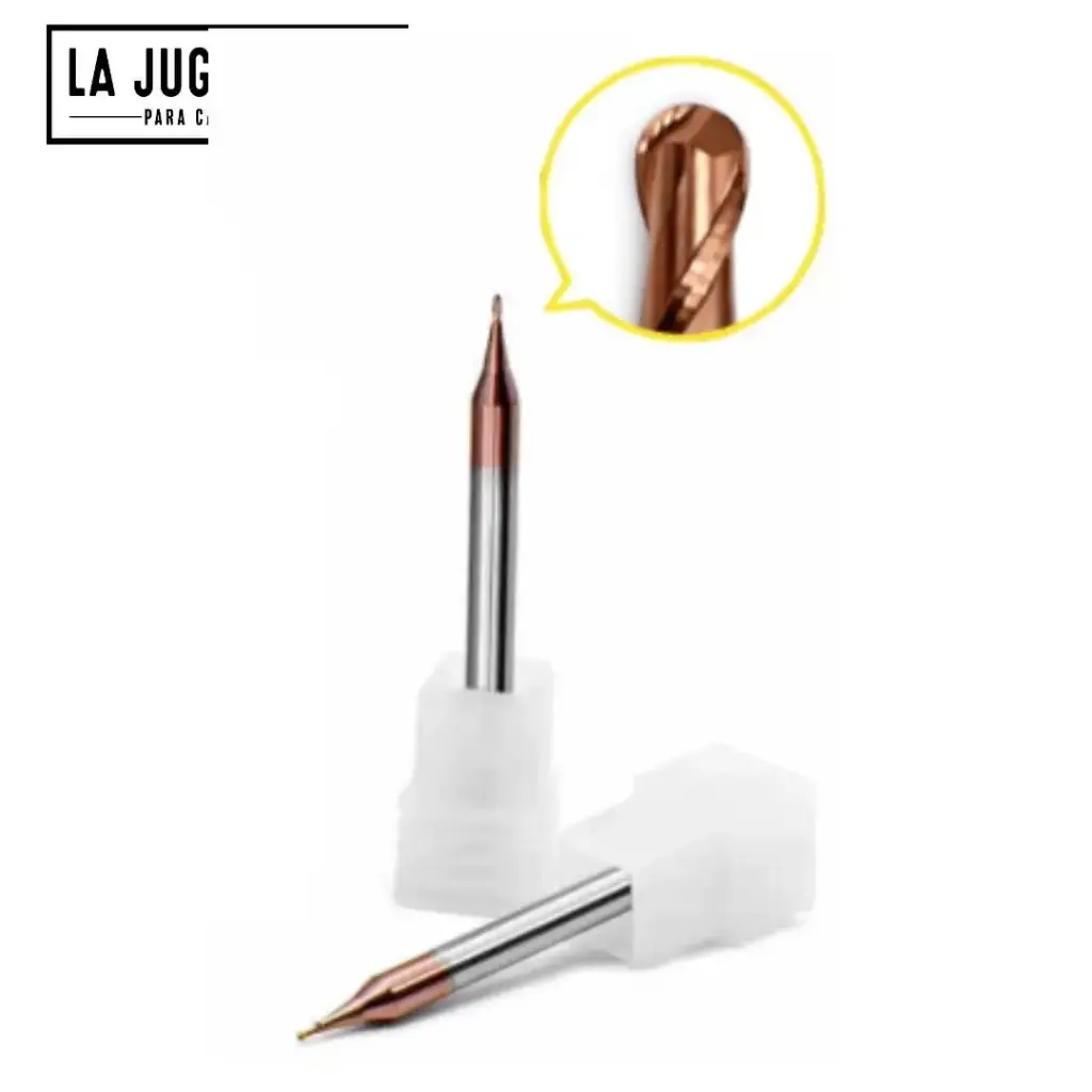 Fresa de Microbola CNC HRC65 | Carburo Sólido | R0.25×1×D4×50L×2F | Alta Precisión para Acabado Fino Ref:V20