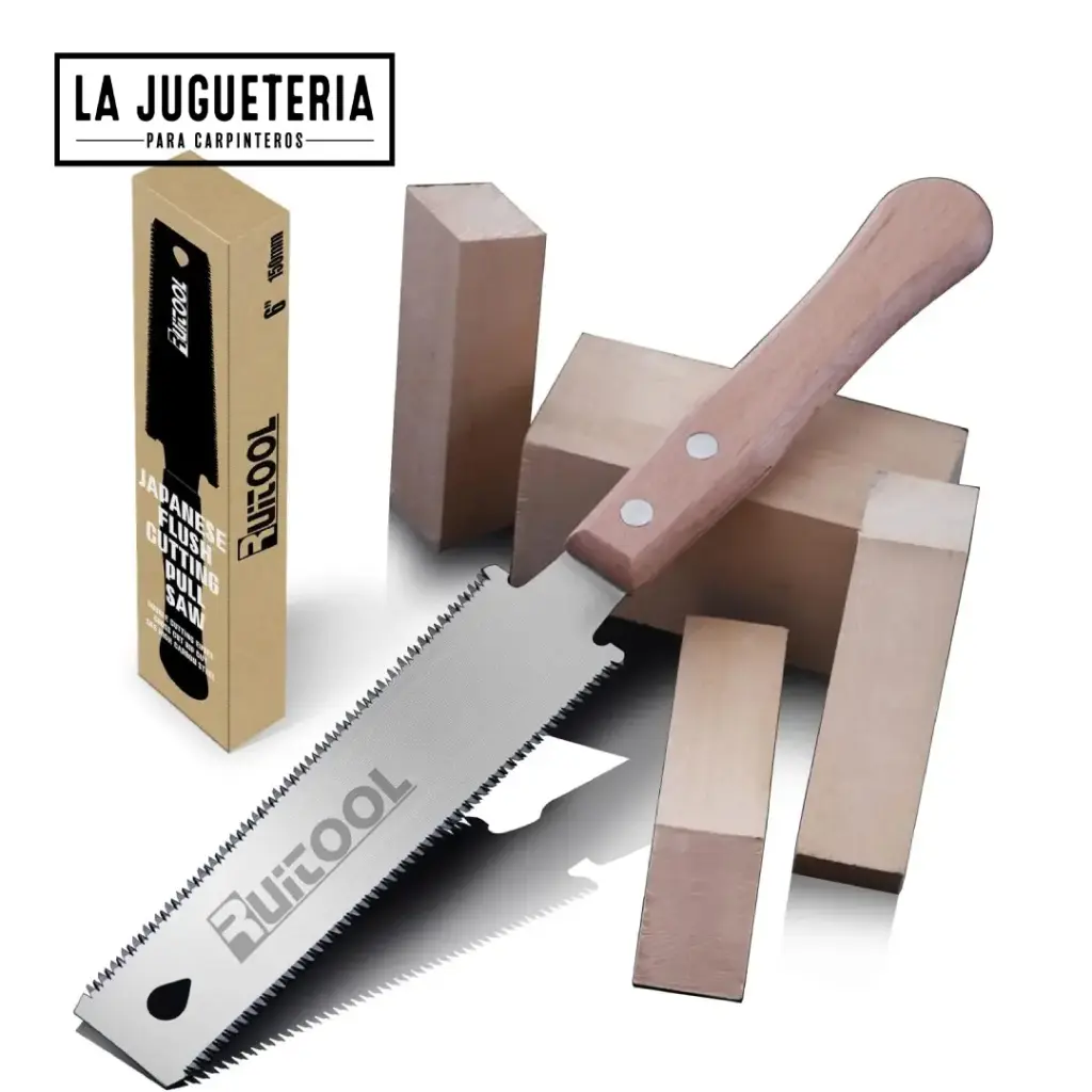 Sierra tipo Japonesa de Mano Ryoba 6" | Hoja Flexible Doble Filo SK5 | Mango de Haya | Corte al Ras para Carpintería Fina