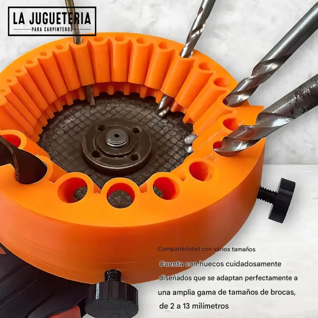 [A1027] Afilador para Brocas Adaptable a Amoladora Angular – Soporte Circular 360° para Diámetros de 2 a 13 mm