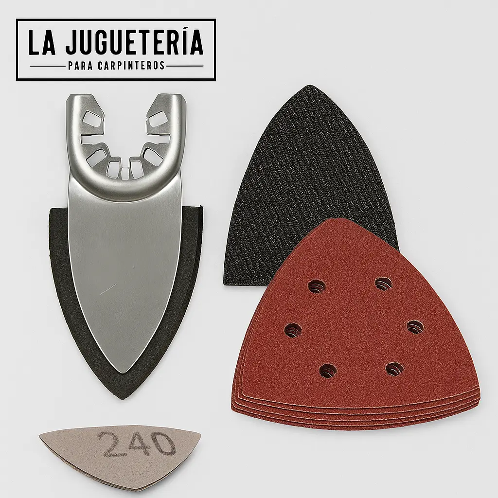 [A2234] Almohadilla Oscilante con Sistema Velcro + Lijas Grano 240 – Compatibilidad Universal Multiherramienta