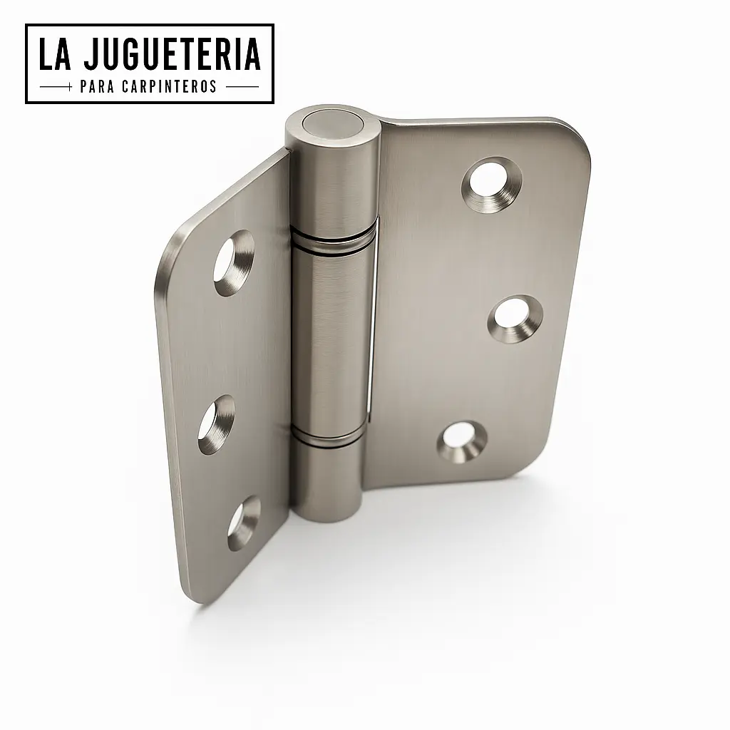 [A1036] Bisagra con Resorte de Cierre Automático 3" Radio 5/8" – Niquelado Satinado