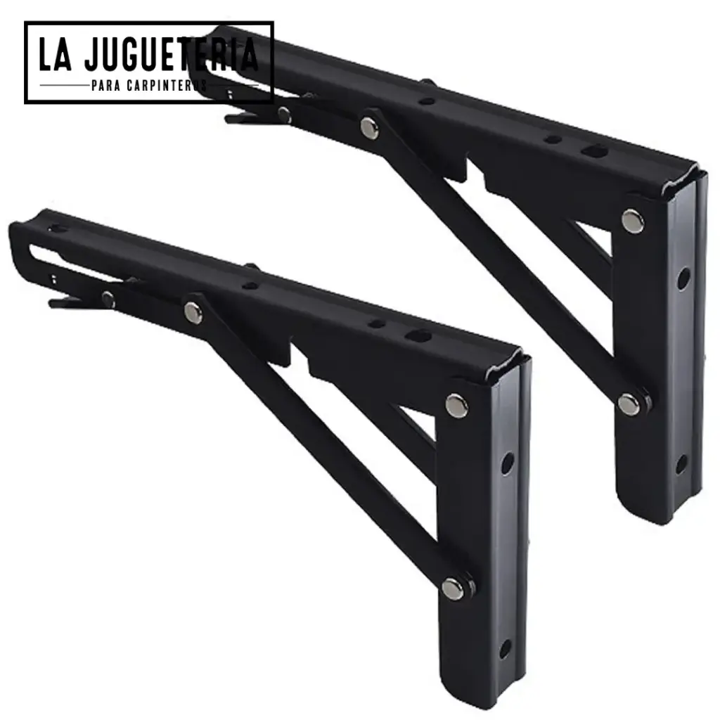 Soportes negros o escuadras Plegables para Estantes de Acero Inoxidable - Set de 2 Unidades (30x17.5cm) - Carga Máxima 132.3 lbs Color Negro