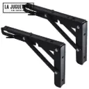 Soportes negros o escuadras Plegables para Estantes de Acero Inoxidable - Set de 2 Unidades (30x17.5cm) - Carga Máxima 132.3 lbs Color Negro