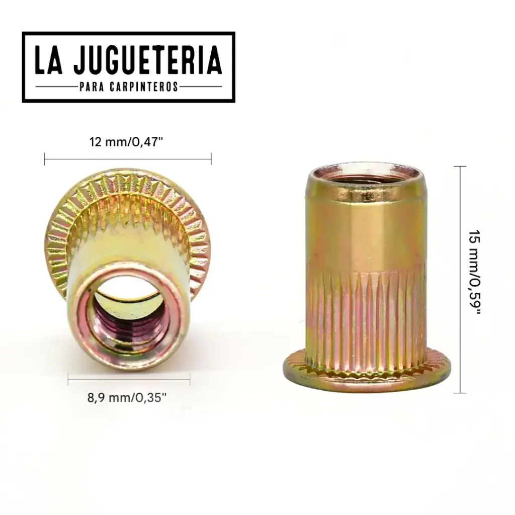 [A1185] Tuerca Remachable 1/4"-20 UNC | Acero al Carbono Zincado