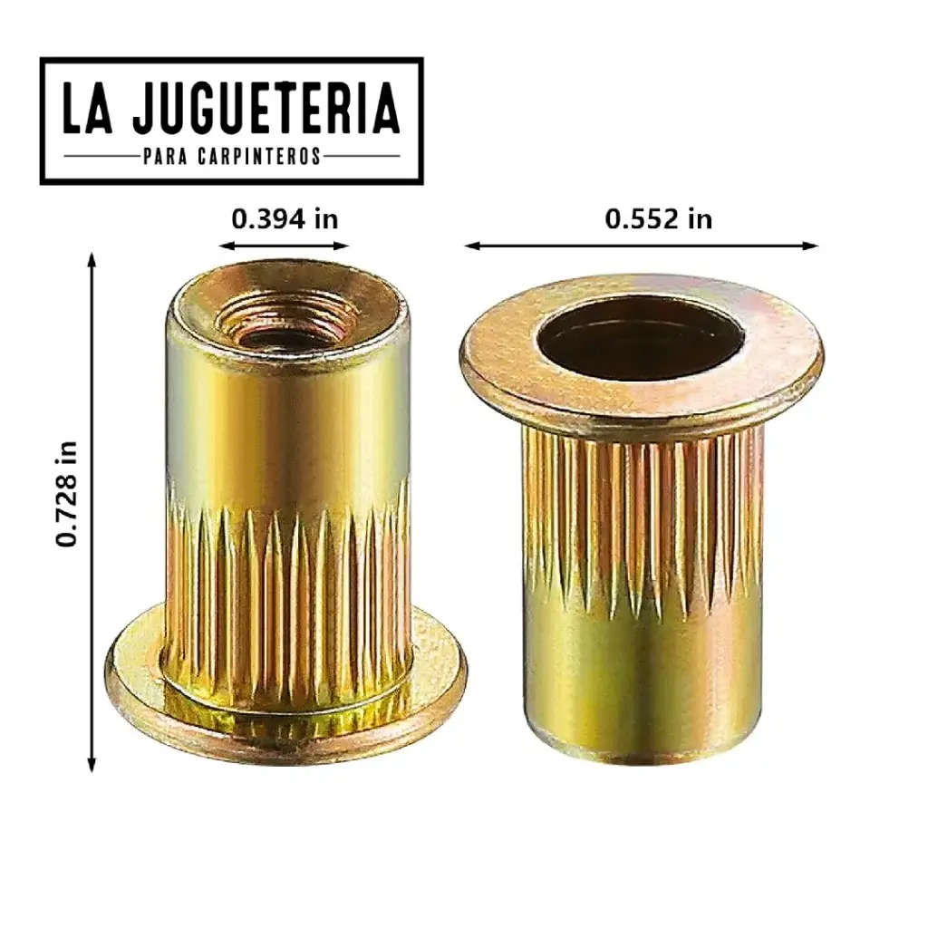 [A1187] Tuerca Remachable 5/16"-18 UNC tornillo M8 | Acero al Carbono Zincado Dorado