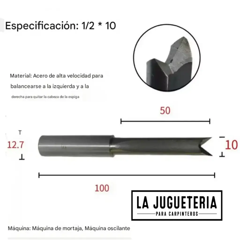 Broca de Mortaja 1/2" x 10 mm – 2 filos en acero de alta velocidad (HSS)