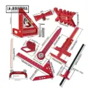 Kit de herramientas de medición y escuadras de carpintería con estuche rígido – 1 unidad