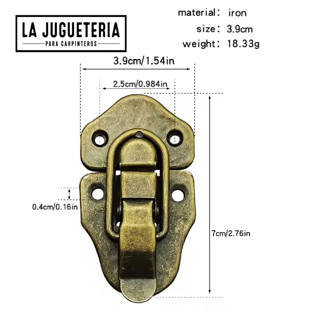 Hebillas Cierre color Bronce de lengua de pato y equipaje de hierro para joyero de madera