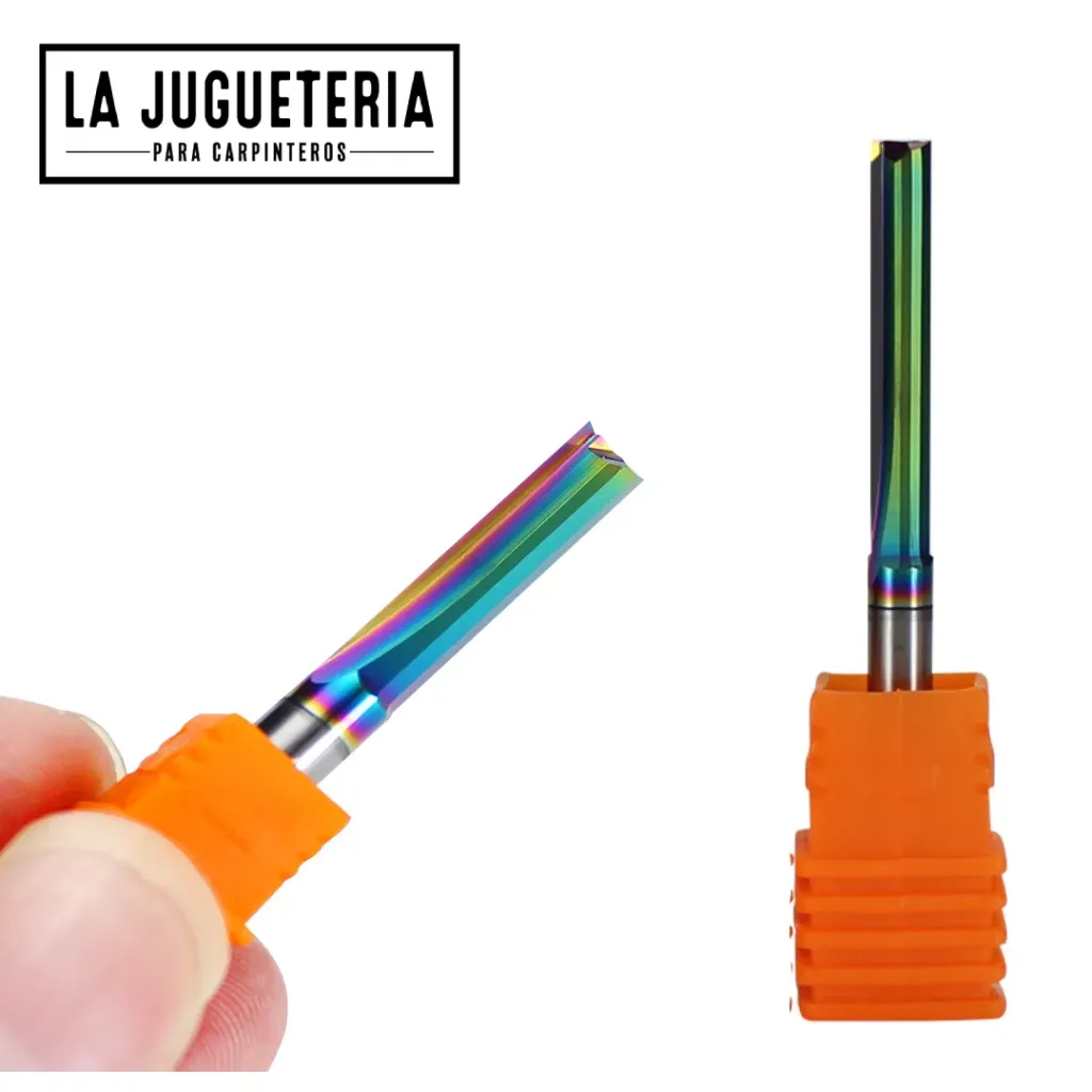 Fresa CNC de Ranura Recta para MDF, Madera y EVA Recubrimiento Nano(2 Filos) 3.175*22*45 Ref: V35