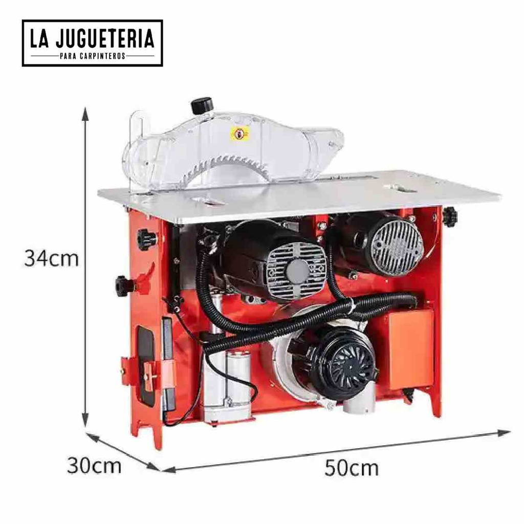 [A2145] Sierra de mesa 220 V con disco incisor y colector de polvo. Plegable y portable.   Potencia: 2.600 W, potencia incisor : 1.600 W. elevador de disco eléctrico