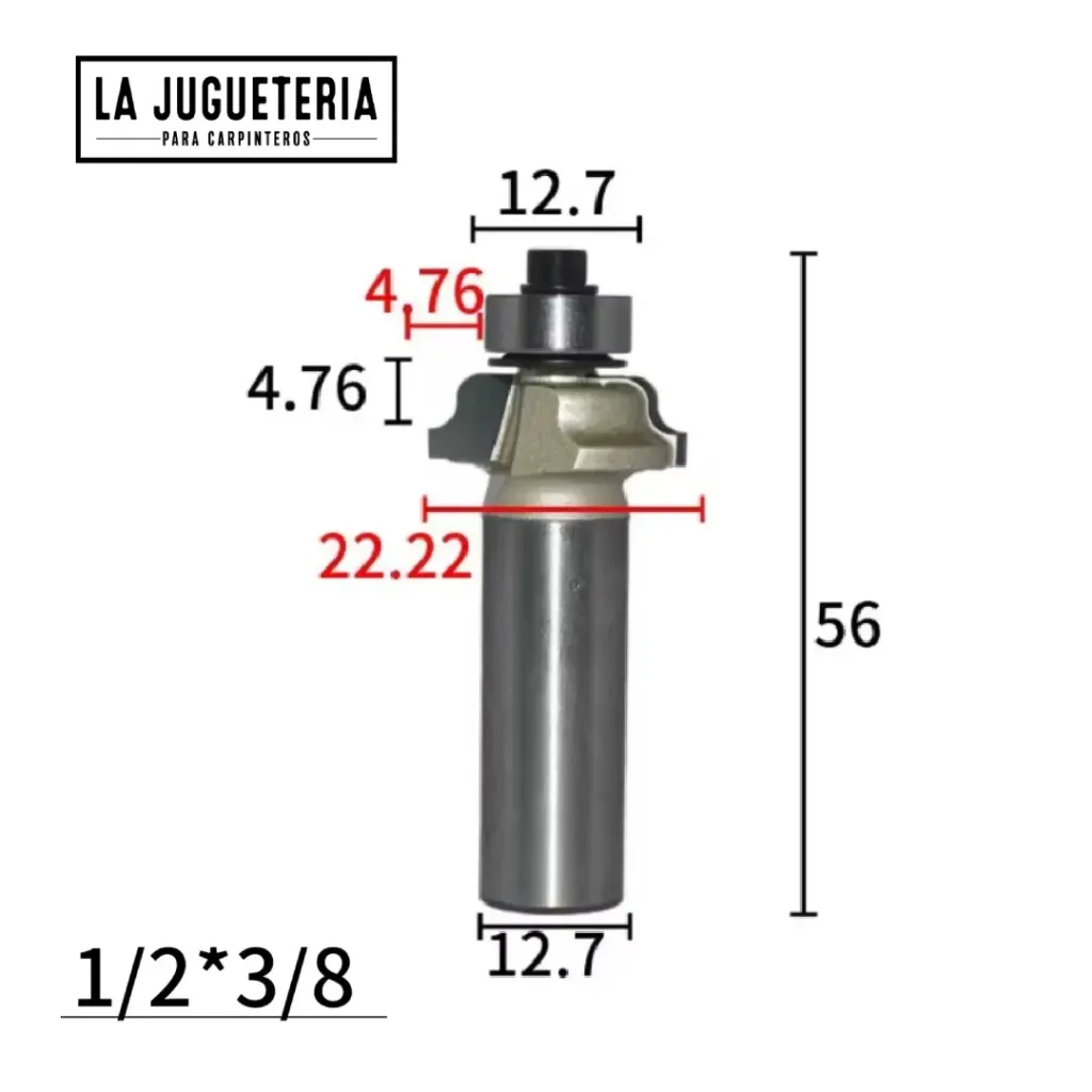Fresa Router Ogee Romano con Rodamiento - Vástago 1/2"*3/8 para Molduras Decorativas Ref: G124