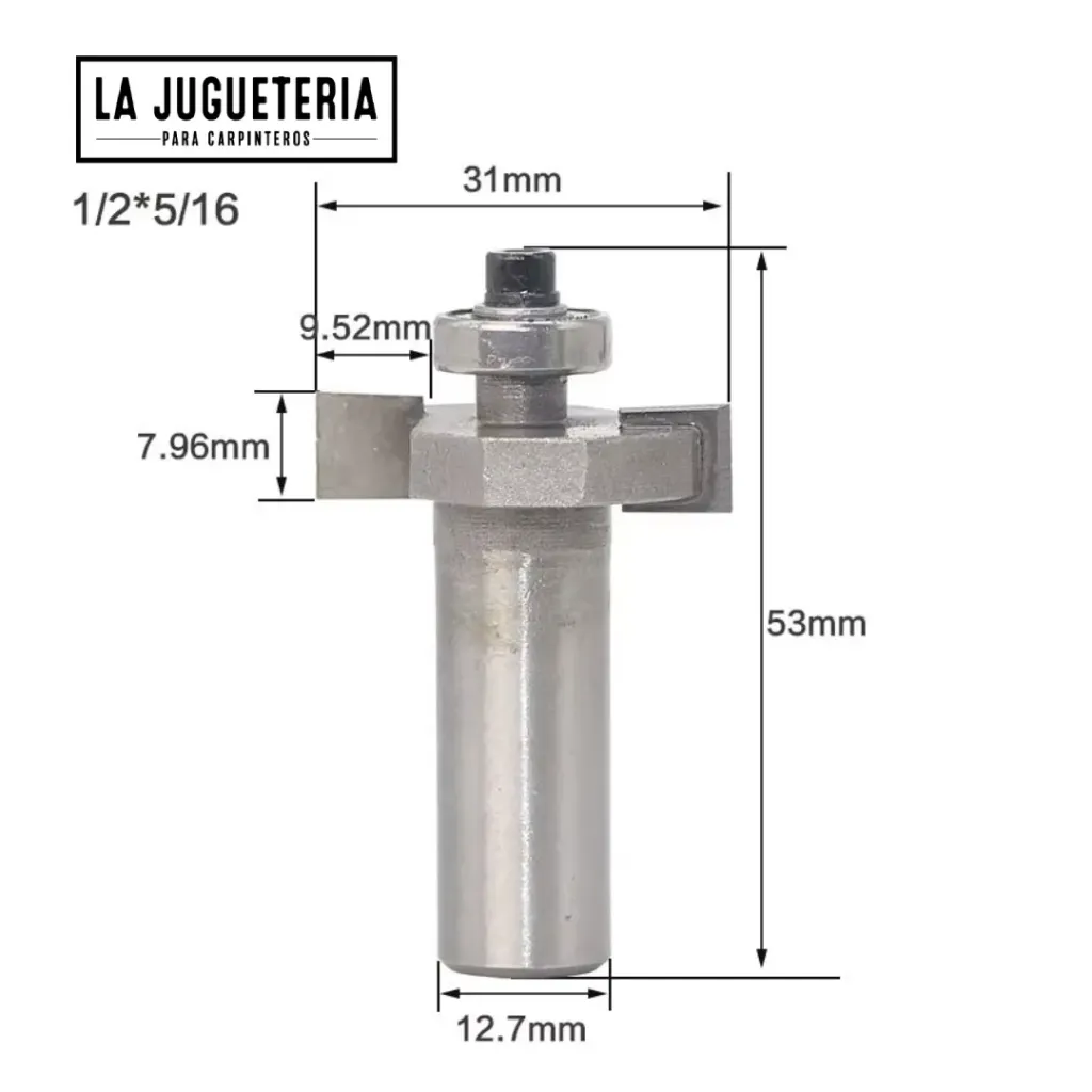 Fresa para Ranurar en T con Rodamiento - 1/2" x 5/16" Ref: G135