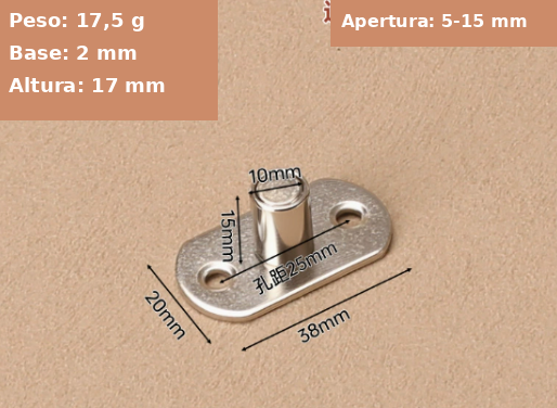Guía de Suelo Pivotante para Puerta Granero - Reforzada 17,5g - Inox + Nylon - Apertura 5-15mm