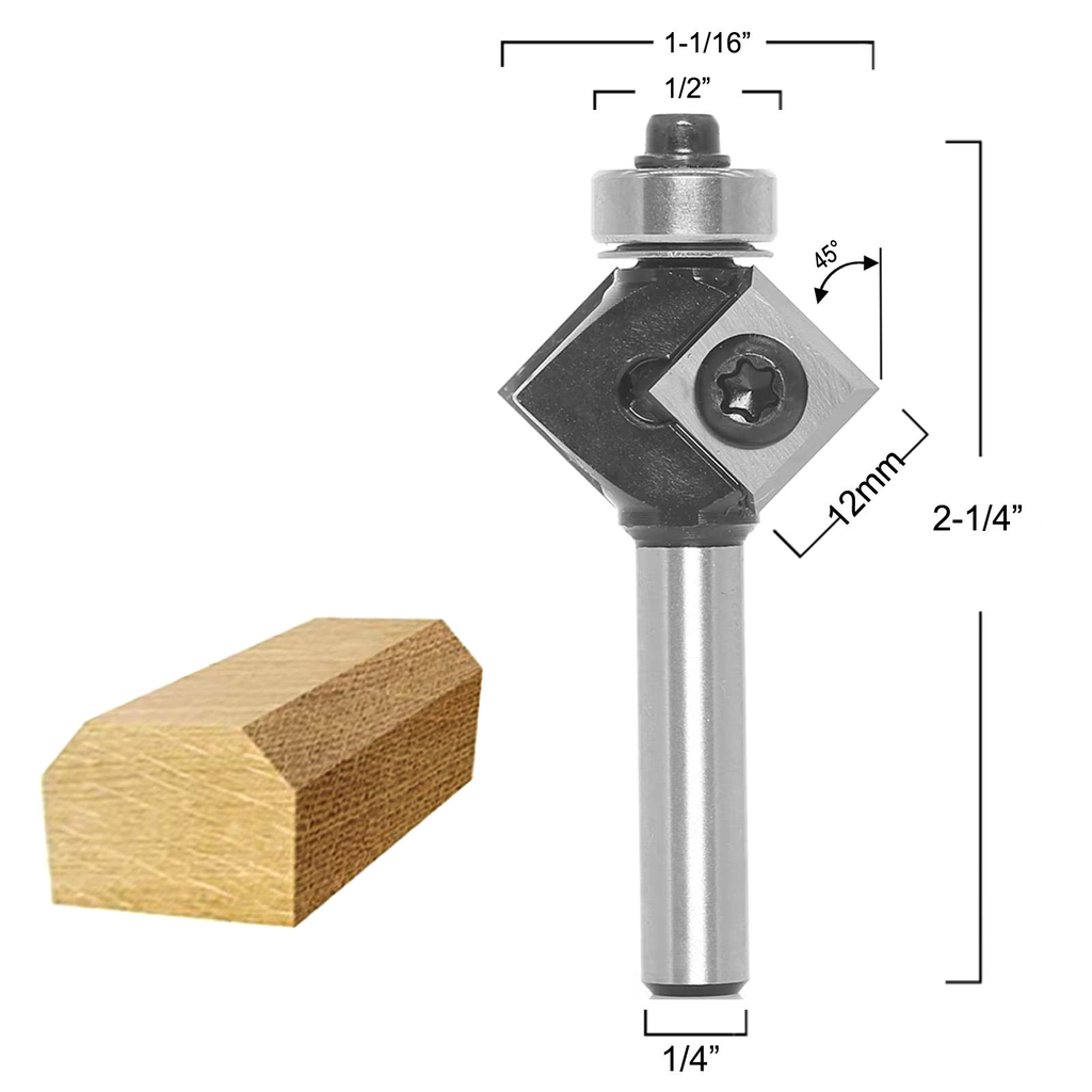 Fresa de Bisel 45° con Rodamiento Inferior – Vástago 1/4" – Table-Saw Ref: P139