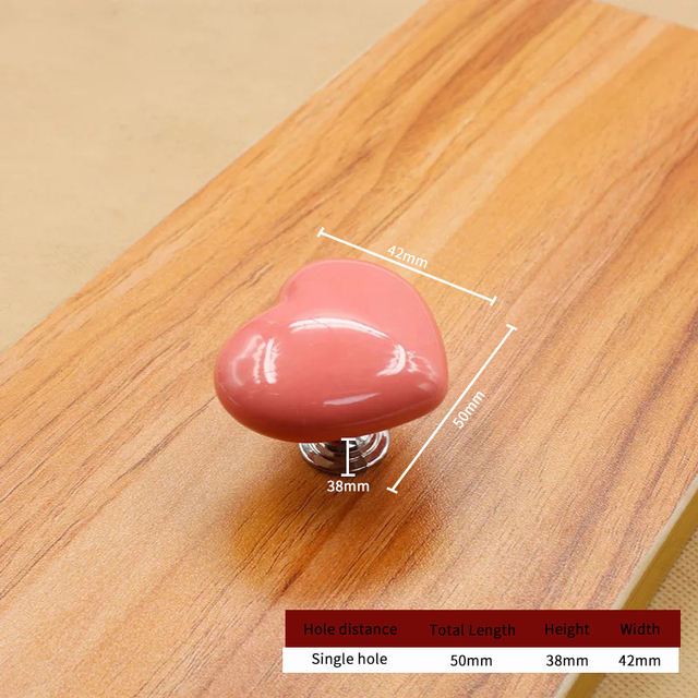 [A2398] Pomo / tirador cerámico. Modelo: Corazón palo rosa