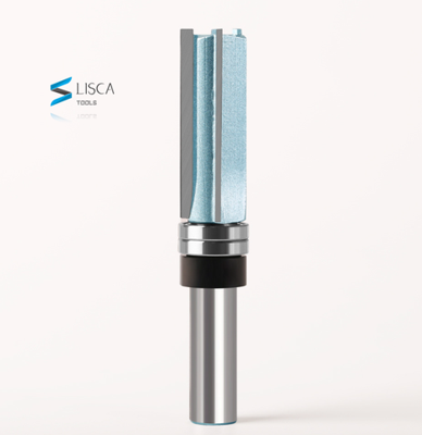[A2421] Fresa recta  vástago 1/2", Ø 3/4" × 2" — 3 filos, doble rodamiento (Recorte/copiadora 3 filos) Ref: G146